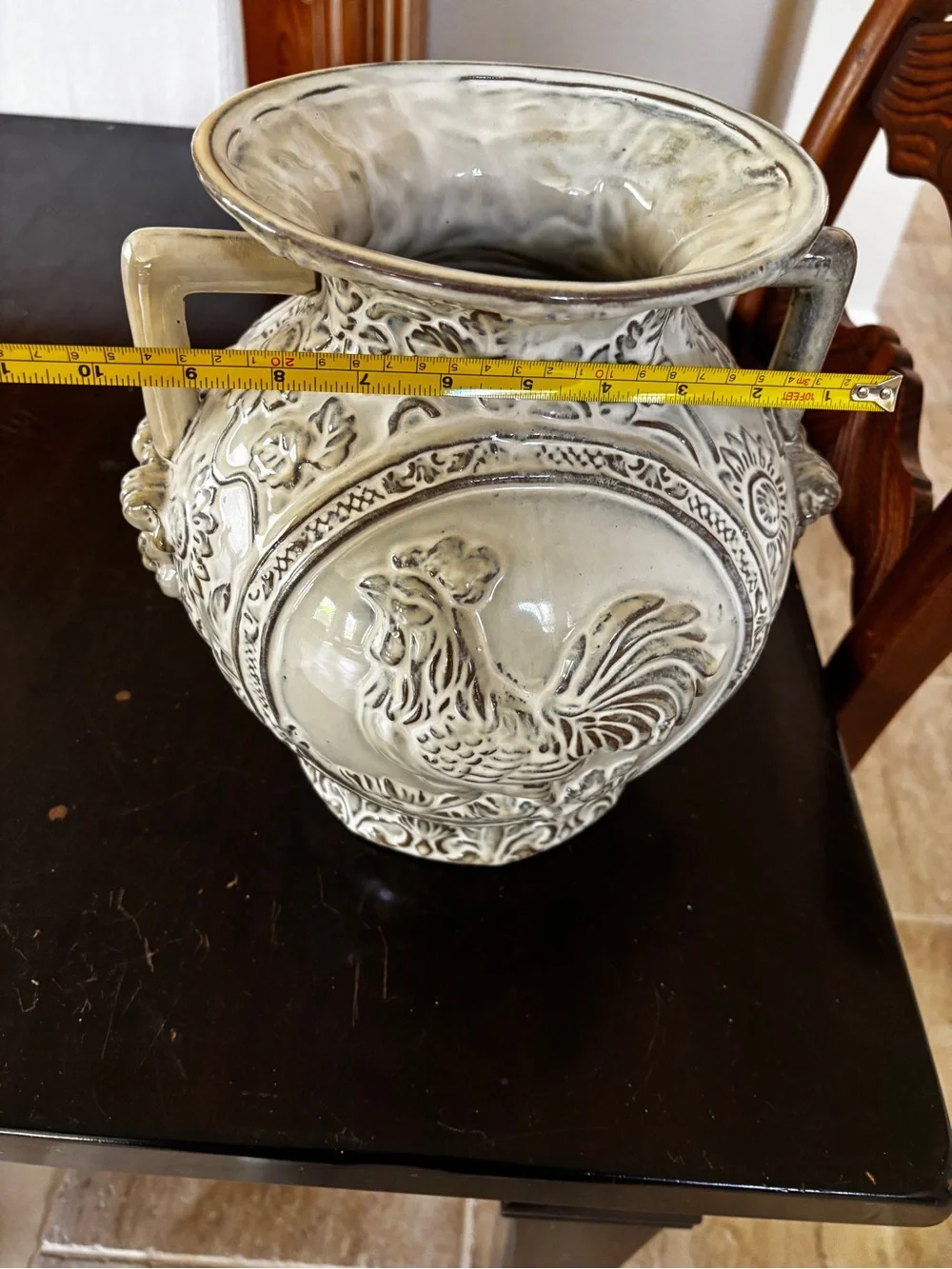 Vintage Three Hands Corporation ceramic rooster vase/urn